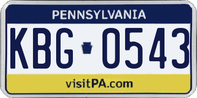 PA license plate KBG0543