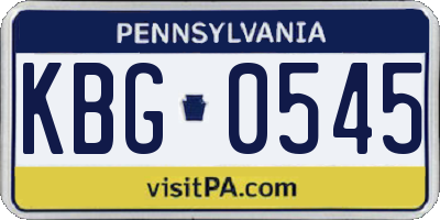 PA license plate KBG0545