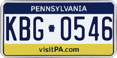 PA license plate KBG0546