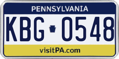 PA license plate KBG0548