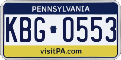 PA license plate KBG0553