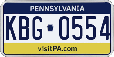 PA license plate KBG0554