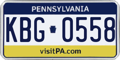 PA license plate KBG0558