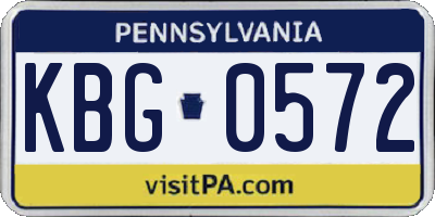 PA license plate KBG0572