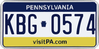 PA license plate KBG0574