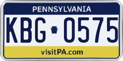 PA license plate KBG0575