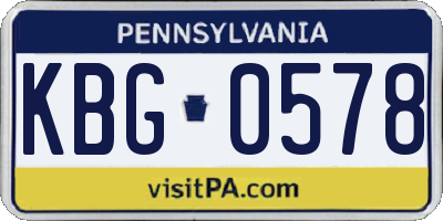 PA license plate KBG0578