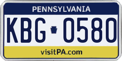 PA license plate KBG0580