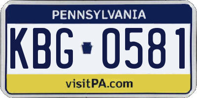 PA license plate KBG0581
