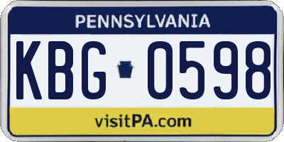 PA license plate KBG0598