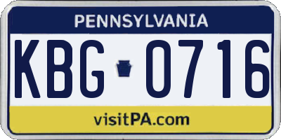 PA license plate KBG0716