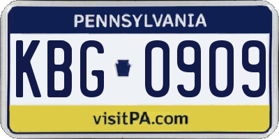 PA license plate KBG0909