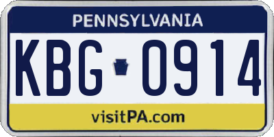 PA license plate KBG0914