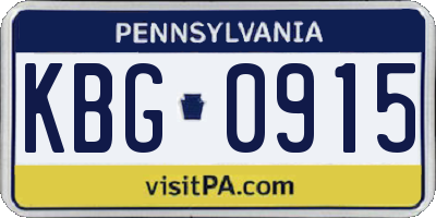 PA license plate KBG0915