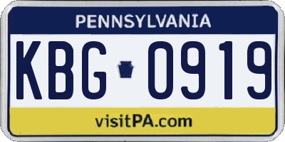 PA license plate KBG0919