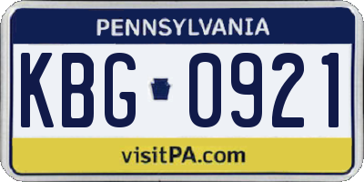 PA license plate KBG0921