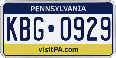 PA license plate KBG0929