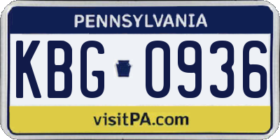 PA license plate KBG0936