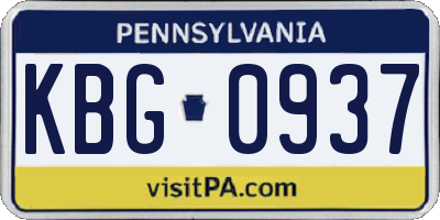 PA license plate KBG0937