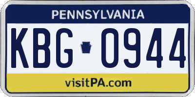 PA license plate KBG0944