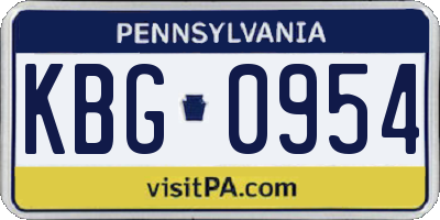 PA license plate KBG0954