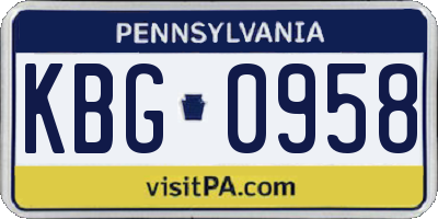 PA license plate KBG0958