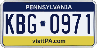 PA license plate KBG0971