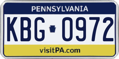 PA license plate KBG0972