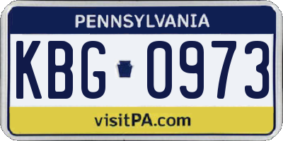 PA license plate KBG0973