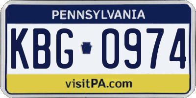 PA license plate KBG0974