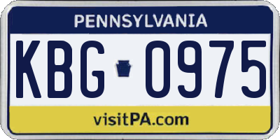 PA license plate KBG0975