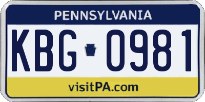 PA license plate KBG0981