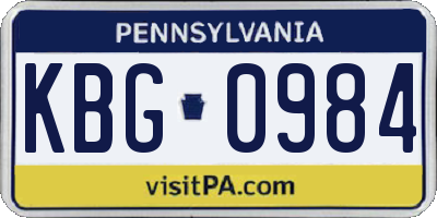PA license plate KBG0984