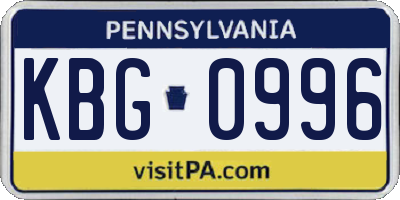 PA license plate KBG0996