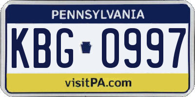 PA license plate KBG0997