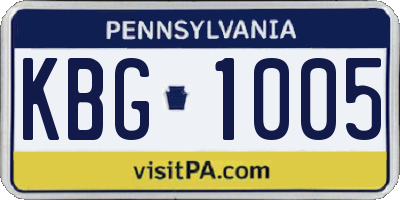 PA license plate KBG1005