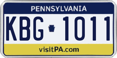 PA license plate KBG1011