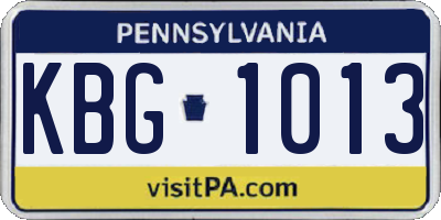 PA license plate KBG1013