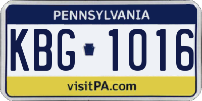 PA license plate KBG1016