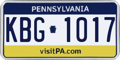 PA license plate KBG1017