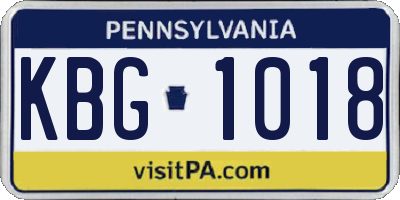 PA license plate KBG1018