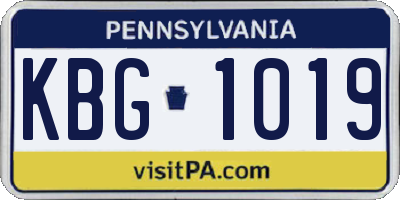 PA license plate KBG1019