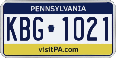 PA license plate KBG1021