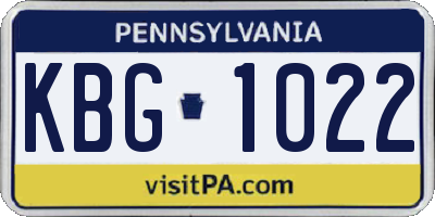 PA license plate KBG1022