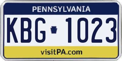 PA license plate KBG1023