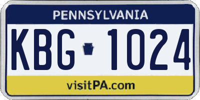 PA license plate KBG1024