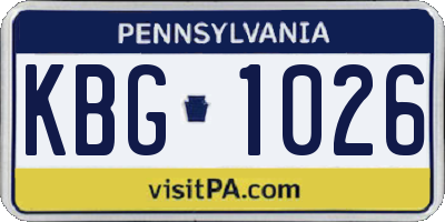 PA license plate KBG1026