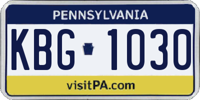 PA license plate KBG1030