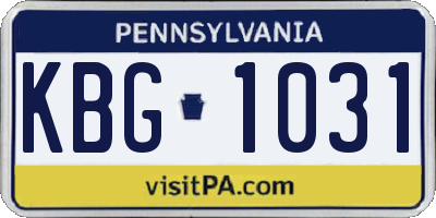 PA license plate KBG1031