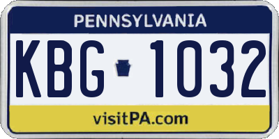PA license plate KBG1032